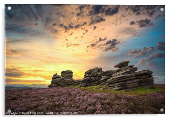 Wheel Stones: A Derbyshire Sunset Panorama Acrylic by David Tyrer