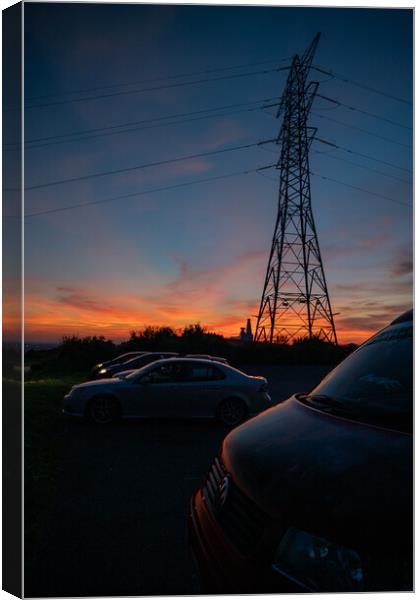 Beneath the Pylon at Sunset Canvas Print by Anne Rogers LRPS