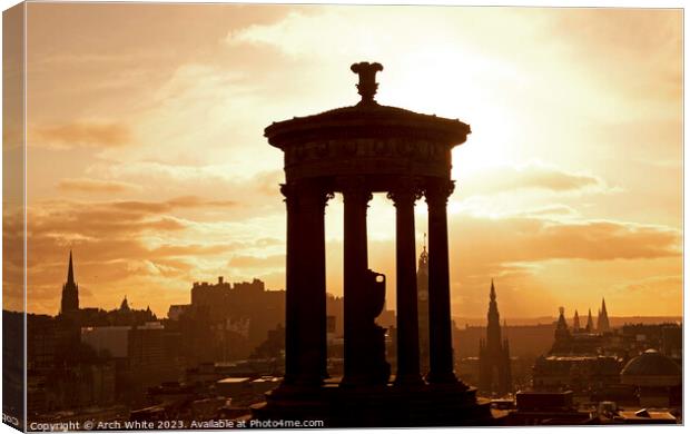 Sunset over Edinburgh city, Scotland, UK Canvas Print by Arch White