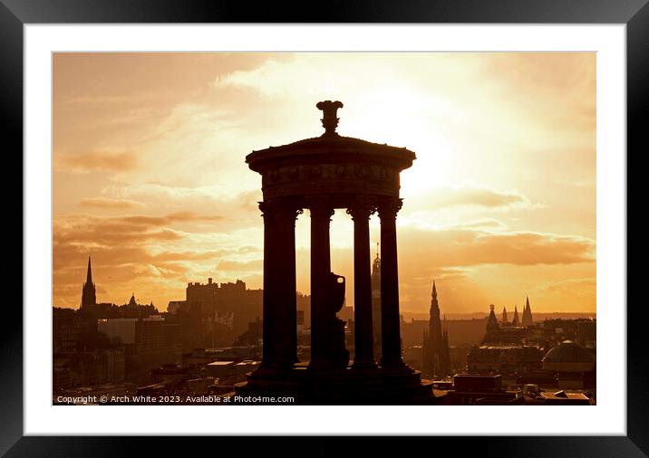 Sunset over Edinburgh city, Scotland, UK Framed Mounted Print by Arch White