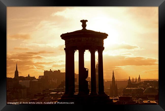 Sunset over Edinburgh city, Scotland, UK Framed Print by Arch White