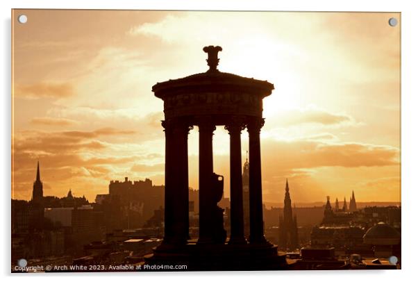 Sunset over Edinburgh city, Scotland, UK Acrylic by Arch White