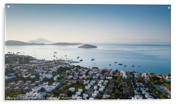 Bodrum Coastal View Panorama Acrylic by David Pyatt