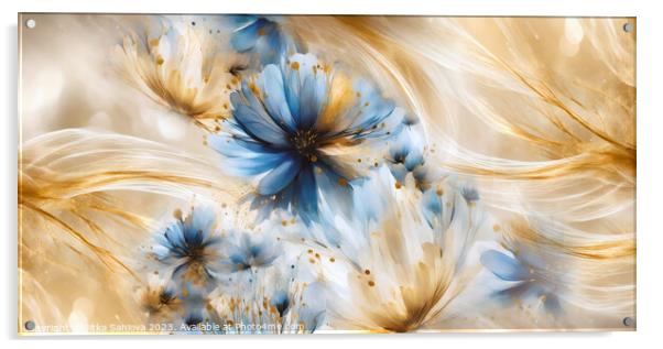 Gold and blue Acrylic by Jitka Saniova