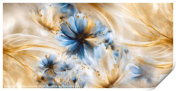 Gold and blue Print by Jitka Saniova
