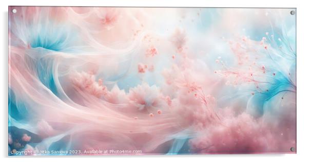 Pink and blue romantic dream Acrylic by Jitka Saniova
