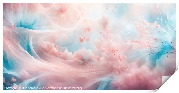 Pink and blue romantic dream Print by Jitka Saniova