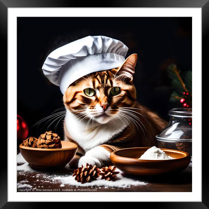Christmas master chef cat  Framed Mounted Print by Jitka Saniova