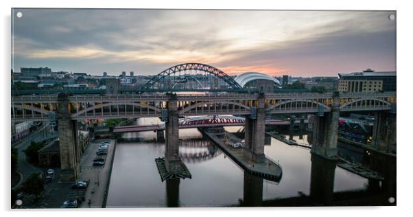 The Bridges Across The Tyne Acrylic by Apollo Aerial Photography