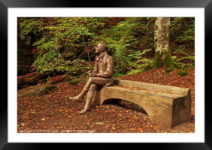 Robert Burns statue at  Birks of Aberfeldy, Tay Fo Framed Mounted Print by Arch White