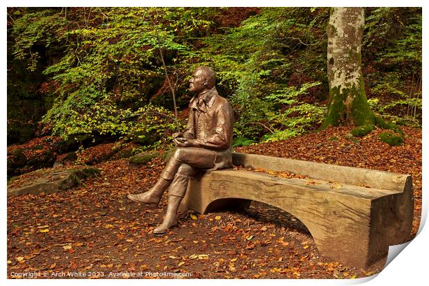 Robert Burns statue at  Birks of Aberfeldy, Tay Fo Print by Arch White