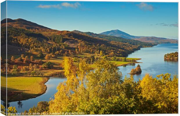 Queens View and Loch Tummel,Tay Forest Park, Perth Canvas Print by Arch White