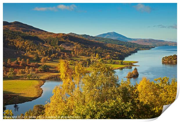 Queens View and Loch Tummel,Tay Forest Park, Perth Print by Arch White