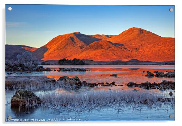 Rannoch Moor with Black mount in background, Locha Acrylic by Arch White