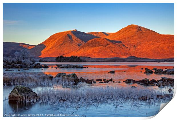 Rannoch Moor with Black mount in background, Locha Print by Arch White