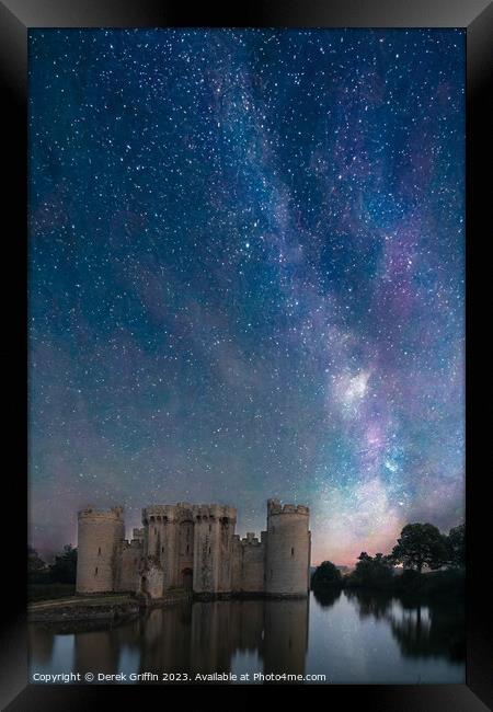 The Milky Way over Bodiam Castle Framed Print by Derek Griffin