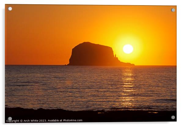 Bass Rock, sunrise, North Berwick, East Lothian, S Acrylic by Arch White