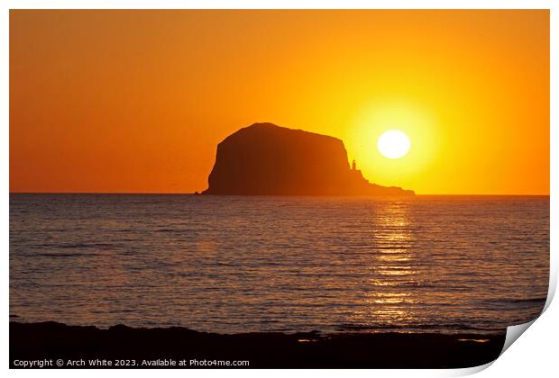 Bass Rock, sunrise, North Berwick, East Lothian, S Print by Arch White