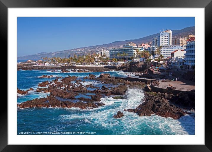 Puerto de la Cruz, Tenerife, Canary Islands, Spain Framed Mounted Print by Arch White