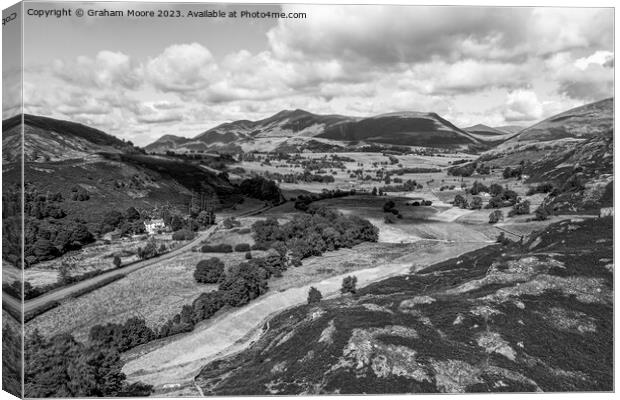 Skiddaw from High Rigg monochrome Canvas Print by Graham Moore