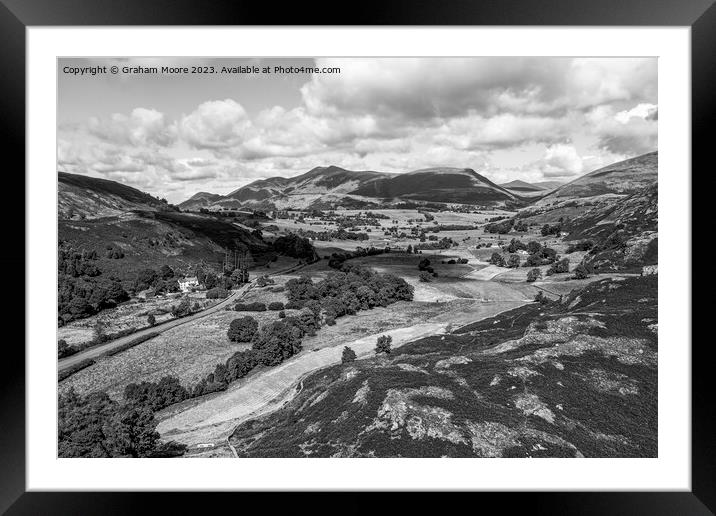 Skiddaw from High Rigg monochrome Framed Mounted Print by Graham Moore