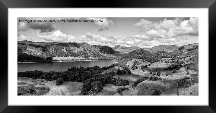 Thirlmere Skiddaw and Blencathra monochrome Framed Mounted Print by Graham Moore