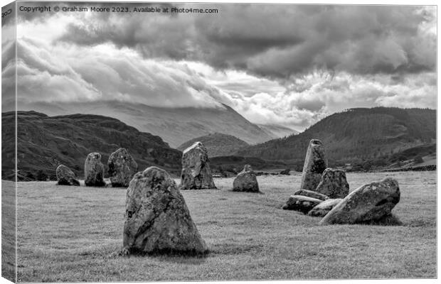 Castlerigg looking south monochrome Canvas Print by Graham Moore