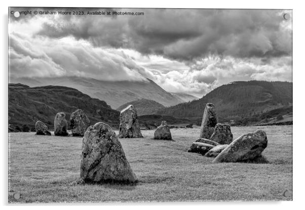 Castlerigg looking south monochrome Acrylic by Graham Moore