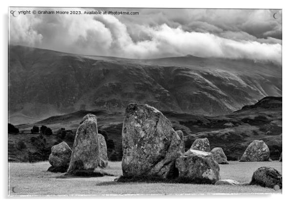 Castlerigg looking east monochrome Acrylic by Graham Moore