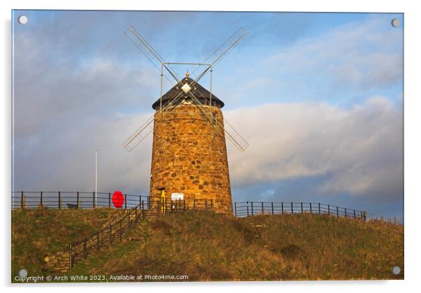 St Monan's Windmill, St Monan's, Fife, Scotland, U Acrylic by Arch White