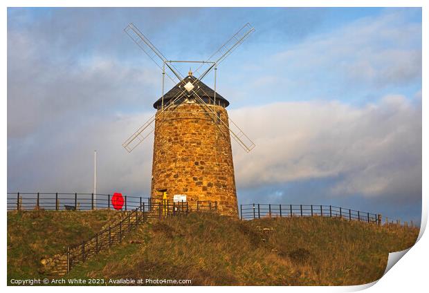 St Monan's Windmill, St Monan's, Fife, Scotland, U Print by Arch White