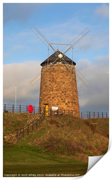 St Monan's Windmill, St Monan's, Fife, Scotland, U Print by Arch White