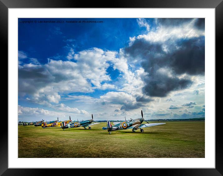 Supermarine Spitfires at the Battle of Britain Framed Mounted Print by Lee Kershaw