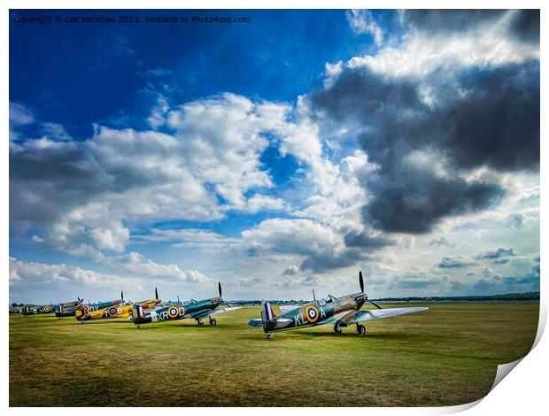Supermarine Spitfires at the Battle of Britain Print by Lee Kershaw
