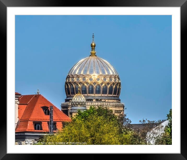 Golden Dome New Jewish Synagogue Berlin Germany Framed Mounted Print by William Perry