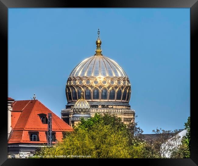 Golden Dome New Jewish Synagogue Berlin Germany Framed Print by William Perry
