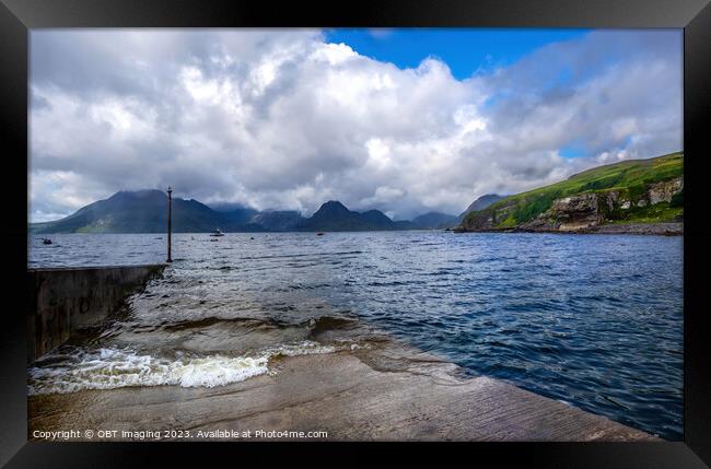 Black Cuillin Mountains From Elgol Isle Of Skye Scotland / To Sail Or Not Framed Print by OBT imaging