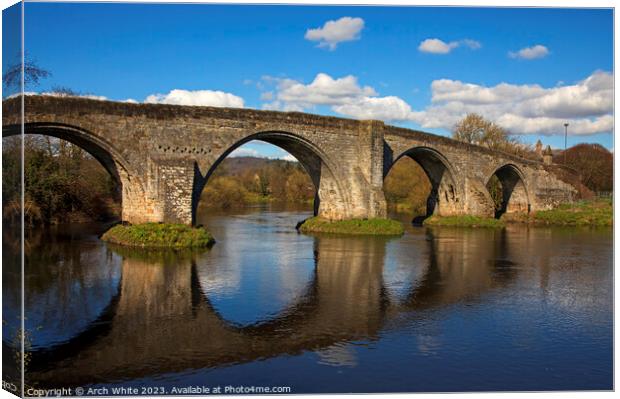 Stirling Old Bridge on the River Forth, Stirling, Scotland, UK Canvas Print by Arch White