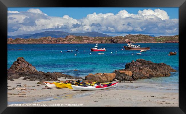 Isle of Iona beach looking towards Isle of Mull, I Framed Print by Arch White