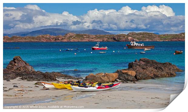 Isle of Iona beach looking towards Isle of Mull, I Print by Arch White