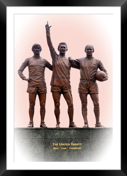 Manchester United trinity. Framed Mounted Print by David Birchall