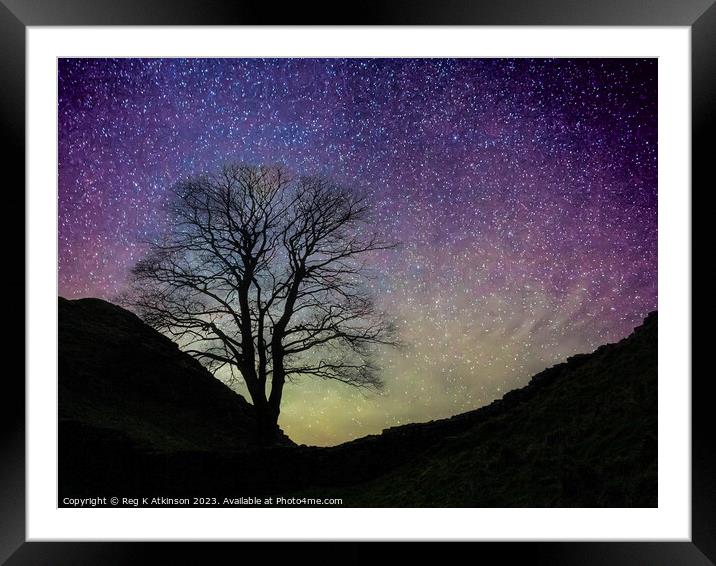 Starry Night Sycamore Gap Framed Mounted Print by Reg K Atkinson
