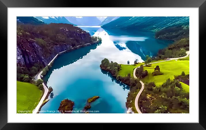 Mountain, lake, river, sky, nature, beauty, travel, landscape Framed Mounted Print by Reinaldo França