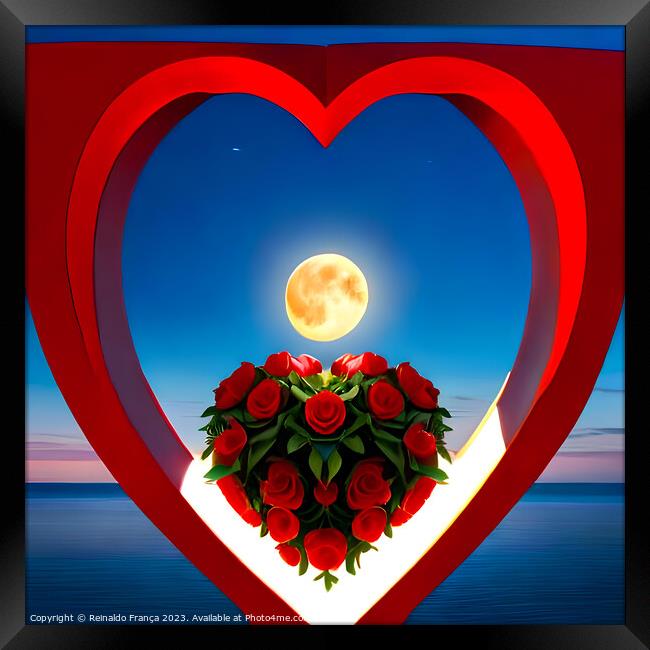 Valentine's Day love heart beauty landscape nature moon sky stars Framed Print by Reinaldo França