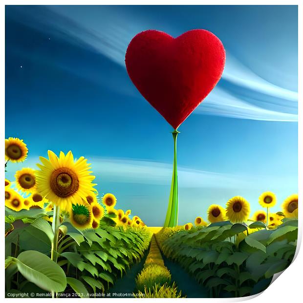 Plant flower, Valentine's Day, love, heart, beauty, landscape, nature, moon, sky, stars Print by Reinaldo França