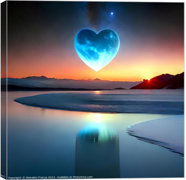 Valentine's Day love heart beauty landscape nature moon sky stars Canvas Print by Reinaldo França
