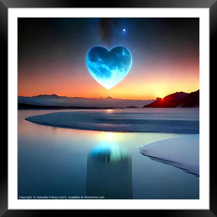 Valentine's Day love heart beauty landscape nature moon sky stars Framed Mounted Print by Reinaldo França