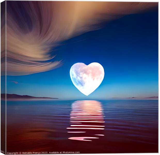 Valentine's Day, love, heart, beauty, landscape, nature, moon, sky, stars Canvas Print by Reinaldo França