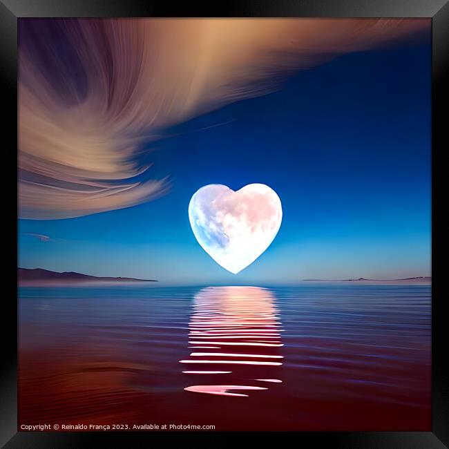 Valentine's Day, love, heart, beauty, landscape, nature, moon, sky, stars Framed Print by Reinaldo França