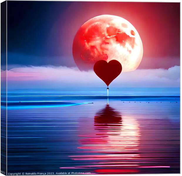 Valentine's Day love heart beauty landscape nature moon sky stars Canvas Print by Reinaldo França